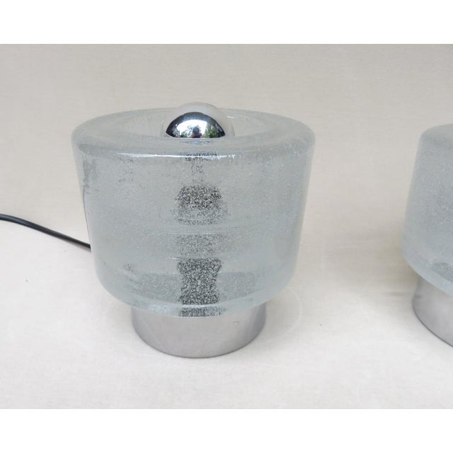 1970s Small Space Age Table Lights in Chrome-Plating and Bubble Glass from Peill & Putzler, Set of 2 For Sale - Image 5 of 18