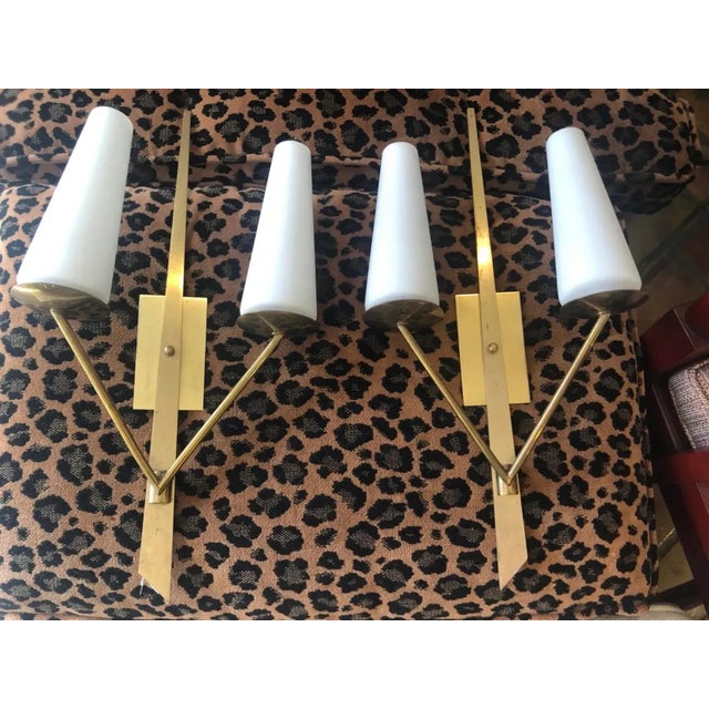 Mid-Century Modern Pair of Mid Century Maison ArlusSconces, Circa 1950 For Sale - Image 3 of 12