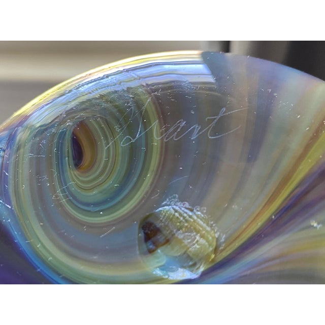 1980s Pulled Feather Art Glass Vase by Jim & Connie Grant of Celestial Glass Studio For Sale - Image 4 of 9