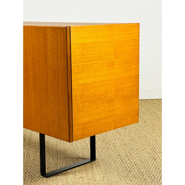 Scandinavian Teak Sideboard with Metal Sled-Style Legs, 1960 For Sale - Image 9 of 15