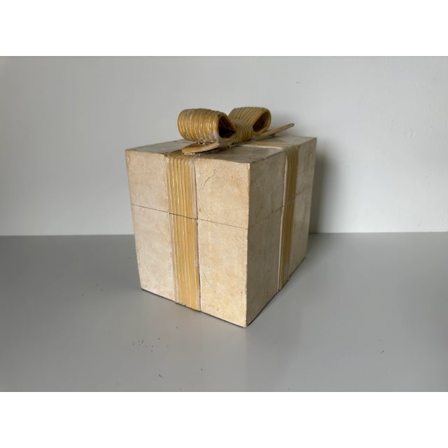 1980's Vintage Tessellated Stone & Rattan Decorative Box For Sale - Image 11 of 12