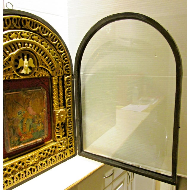 Rare Antique Icon of St. Catherine of Alexandria in a Kiot Shadow Box For Sale - Image 13 of 18