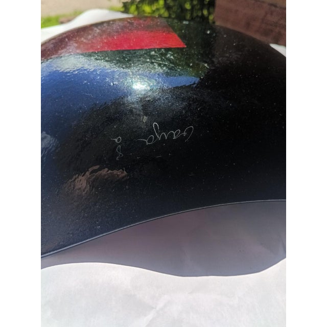 Black Vintage Iridescent Fused Glass Plate by Gaya (Dan & Eve King-Lehman) Decorative Plate For Sale - Image 8 of 8