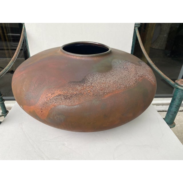 Mid-Century Modern 1990s Large Post Modern Mixed Media Pottery Vase For Sale - Image 3 of 9