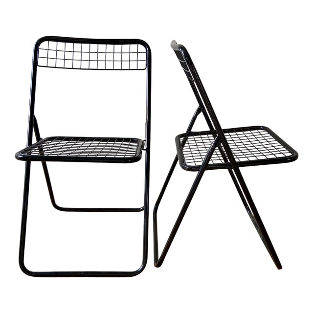 Set of Black Lacquered Metal Ted Ned Chairs by Niels Gammelgaard, 1978 For Sale