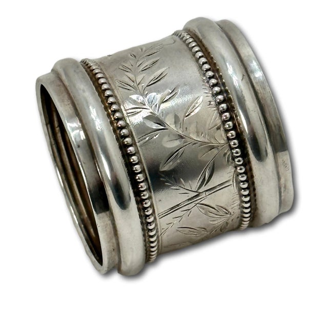 Metal Large Antique Signed Gorham 1882 Victorian Sterling Silver Napkin Ring Engraved With Name "James" For Sale - Image 7 of 12