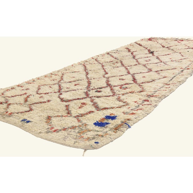 22012 Vintage Azilal Boucherouite Moroccan Rug, 03'06 x 08'08. The Ancestral Covenant: A Vintage Azilal Moroccan...