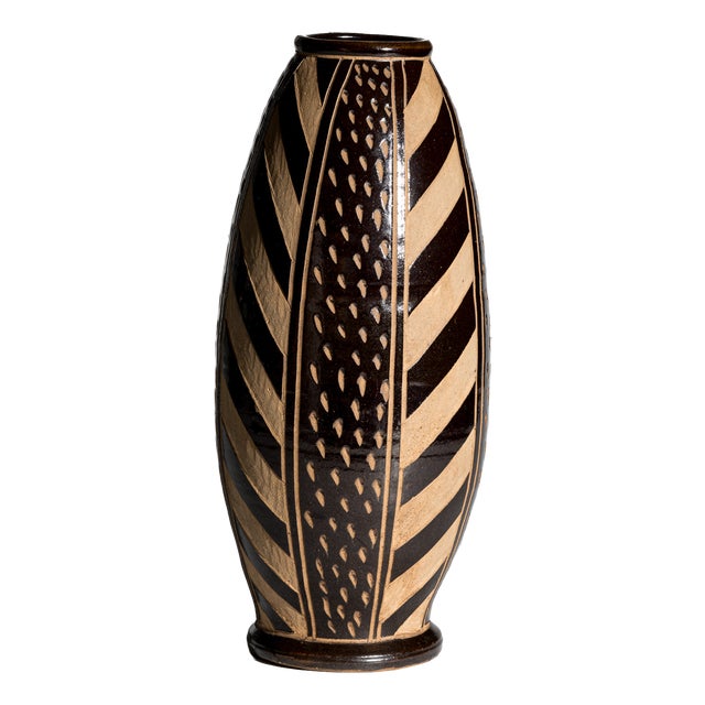 Sgraffito Relief Ceramic Floor Vase by Anton Piesche & Reif, 1960s For Sale