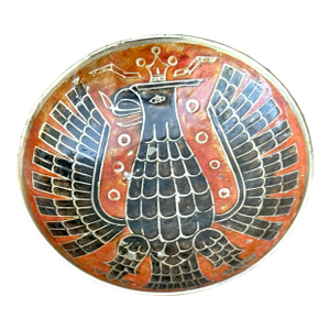 Vintage Brass and Enamel Decorative Bowl With Eagle