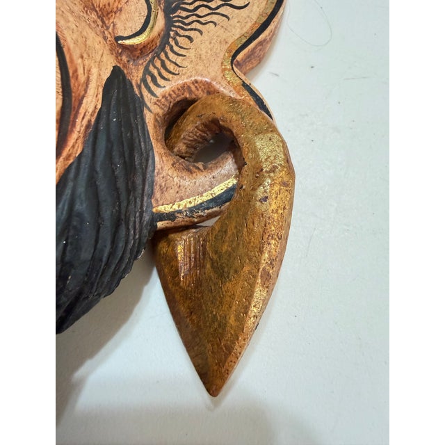 Vintage Balinese Hand-Carved & Painted Barong Monkey Wood Wall Mask For Sale - Image 11 of 11