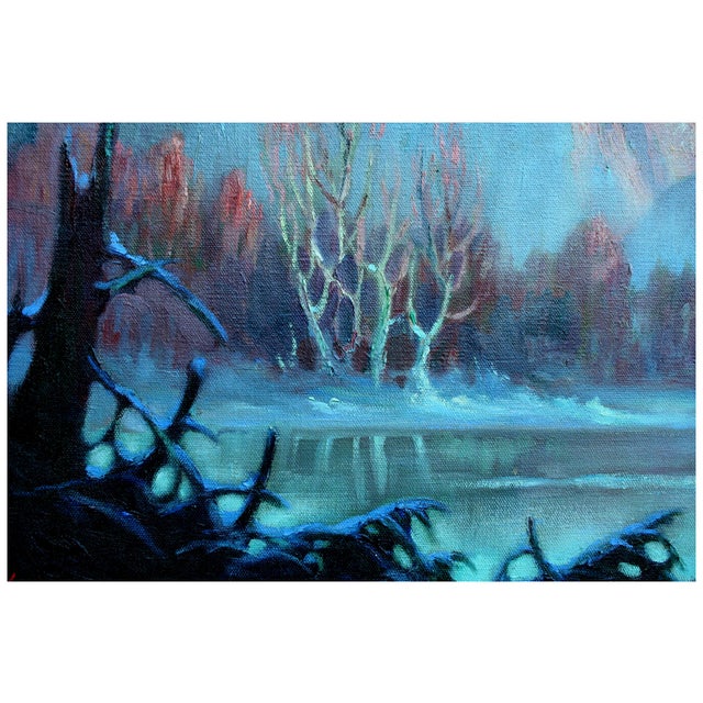 Expressionism Mid Century Yosemite Park in Winter Landscape by Vladimir Shkurkin For Sale - Image 3 of 4