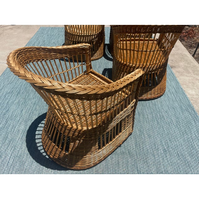 Wood McGuire Vintage Wicker Barrel Back Armchairs, a Set of 4 For Sale - Image 7 of 16