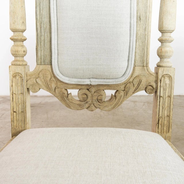 1950s Belgian Bleached Oak Chairs with Upholstered Seats and Backs, Set of Six For Sale - Image 11 of 12