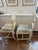 Hollywood Regency Two Bellman Chairs, White Lacquered With Gold Cilding, New Upholstered Seats and Chair Ties For Sale - Image 4 of 15