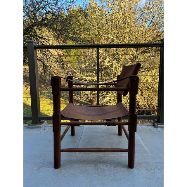 Campaign Vintage 1920s Roorkee Safari Chairs Set of 4 Brown Leather & Wood, Handmade For Sale - Image 3 of 12