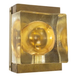 Gold Maritim Glass and Brass Wall Lamp from Vitrika, 1970s For Sale