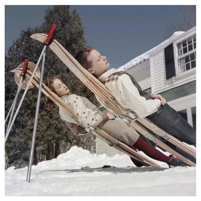 Slim Aarons, New England Skiing, Estate Stamped Photographic Print, 1955 / 2020s For Sale