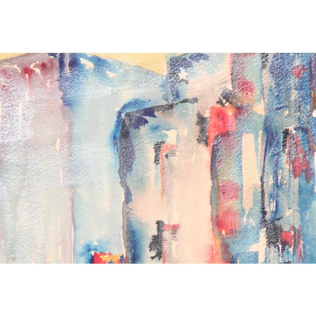 Paper Vintage Abstract Fauvist Colorful Cityscape Painting For Sale - Image 7 of 9