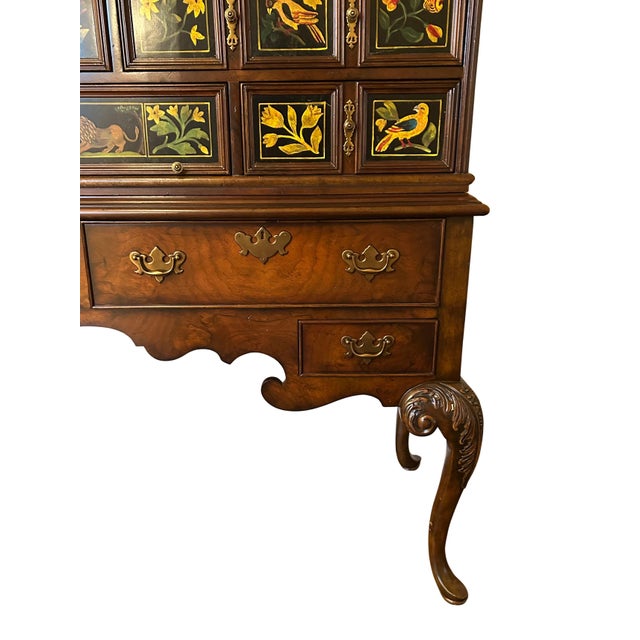 Late 20th Century Maitland-Smith Hand-Painted Chinoiserie Apothecary Cabinet on Queen Ann Style Stand For Sale In Charlotte - Image 6 of 10