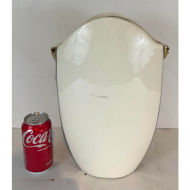 Unique Modern Gray and Gold Monkey Mask Vase, showroom floor sample