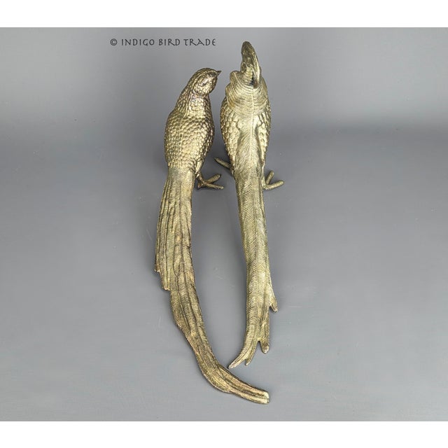 15" Pair of Antique French Silverplated Spelter Pheasant Sculptures For Sale - Image 9 of 10