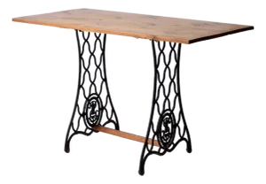 Antique Singer Iron Base Table With Wood Top