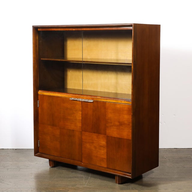 Art Deco Walnut Cabinet With Lucite Pulls & Glass Front by Gilbert Rohde For Sale - Image 10 of 17