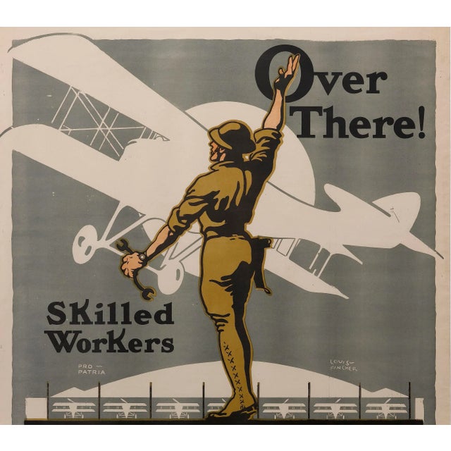 American "Over There! In the Air Service" Vintage Wwi u.s. Army Signal Corps Recruitment Poster by Louis Fancher, 1918 For Sale - Image 3 of 5