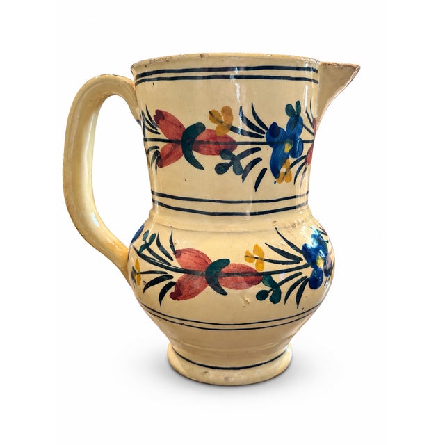 1960s 1960s Vintage Spanish Hand-Painted Folk Art Ceramic Pitcher For Sale - Image 5 of 5