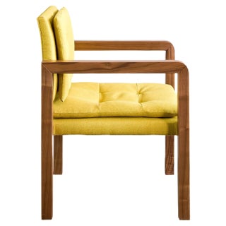 Natural Walnut and Lino Bacco Carver Chair by Casa Botelho For Sale