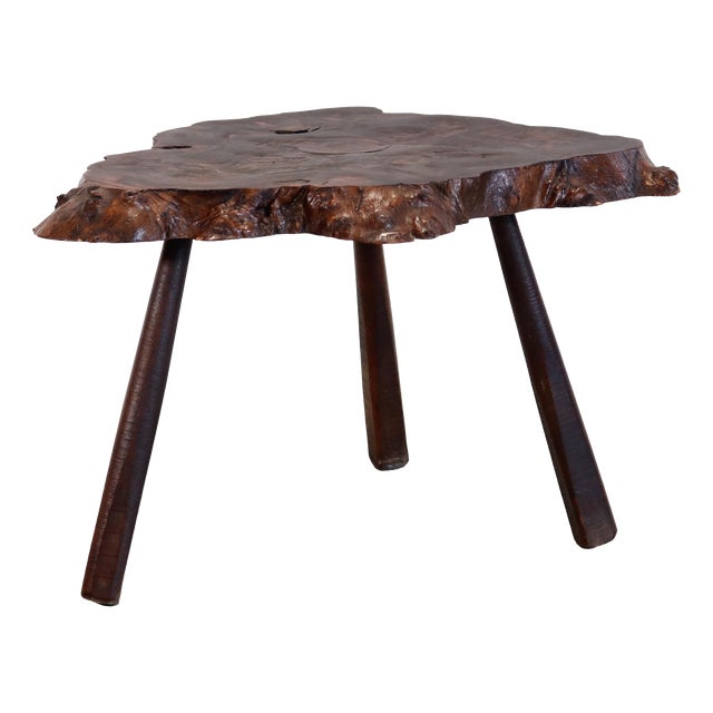 Brutalist Burlwood Tree Trunk Coffee Table For Sale
