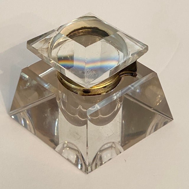 Antique Crystal Desktop Inkwell For Sale - Image 11 of 14