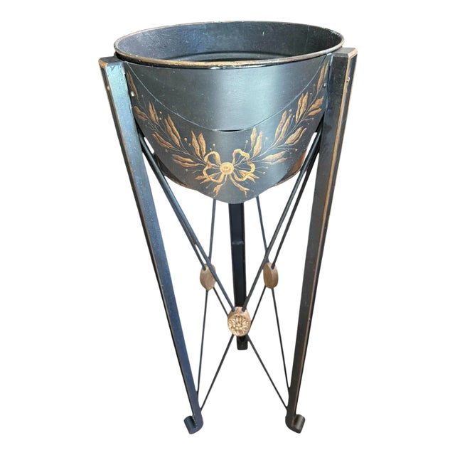 Late 20th Century Niermann Weeks Attributed Tole Jardiniere Plant Stand For Sale