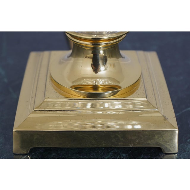 Waterford Pair of Crystal & Brass Urn Table Lamps For Sale - Image 9 of 9