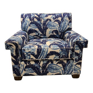 Scalamandre Blue Lounge Chair For Sale