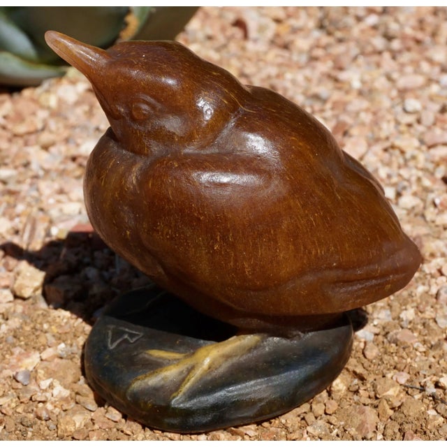 Art Nouveau Amalric Walter Henri Berge Pate De Verre Brown Bird Paperweight For Sale - Image 3 of 10