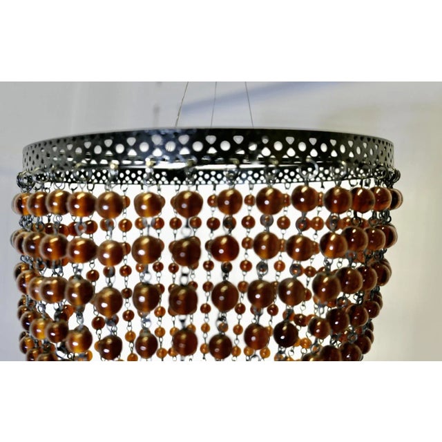 Amber Glass Beaded Lampshade Pendant Light, 1890s For Sale - Image 4 of 6