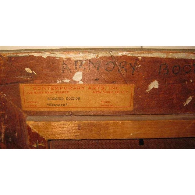 Gray Skaters Modernist Oil Painting by Sigmund Kozlow For Sale - Image 8 of 10