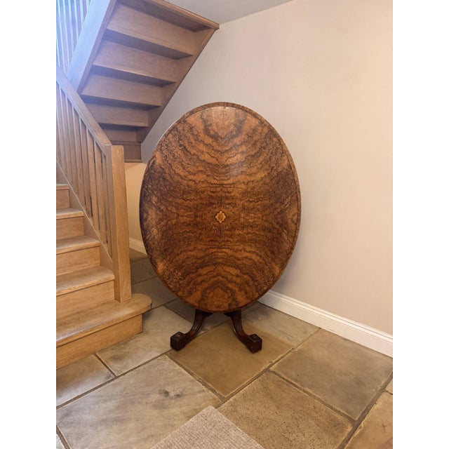 Brown Antique Victorian Burr Walnut Table, 1860 For Sale - Image 8 of 8