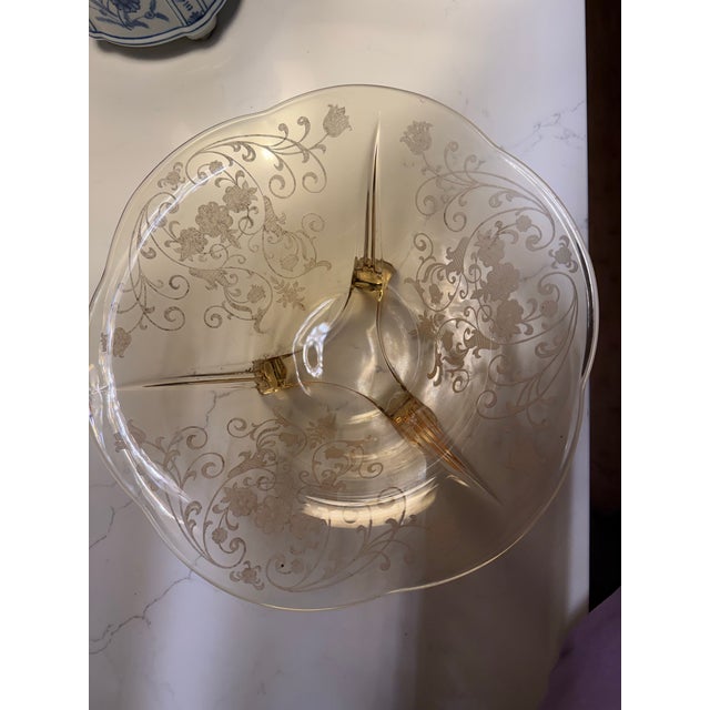 Fostoria Glass Company Vintage Fostoria Three Footed Glass Bowl For Sale - Image 4 of 8