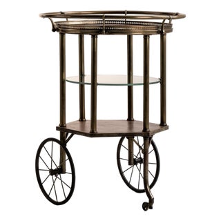 1960s French Brass & Glass Bar Cart For Sale