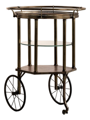 1960s French Brass & Glass Bar Cart