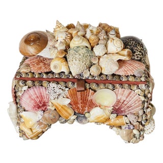 Spectacular 20 Th C Sea Shell Encrusted Jewelry Box Tony Douquet Style For Sale