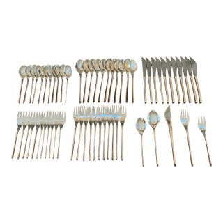 Mid 20th Century “Vision” Sterling Silver Flatware by Ronald Hayes Pearson - 60 Piece For Sale