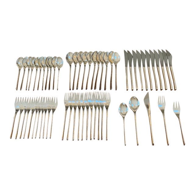 Mid 20th Century “Vision” Sterling Silver Flatware by Ronald Hayes Pearson - 60 Piece For Sale
