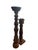 Rustic European Pair of Oversized Hand-Turned Rustic Wood Candlesticks, 25” & 19” For Sale - Image 3 of 8