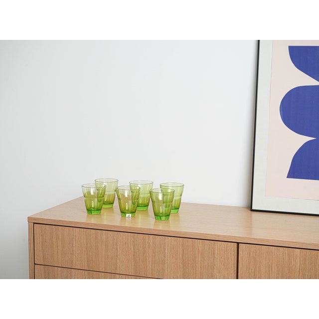 Glass Vintage Italian Green Glasses, 1980s, Set of 6 For Sale - Image 7 of 8