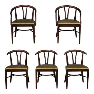 Mid 20th Century Modern Mahogany Color Dining Chairs - Set of 5 For Sale