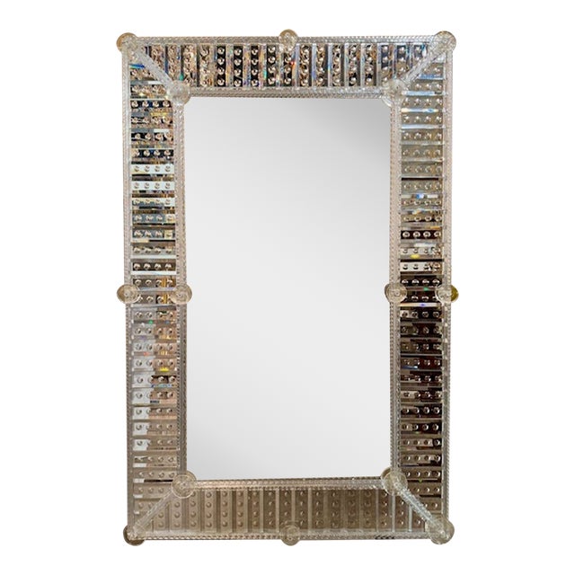 Modern Murano Etched Glass Mirror For Sale