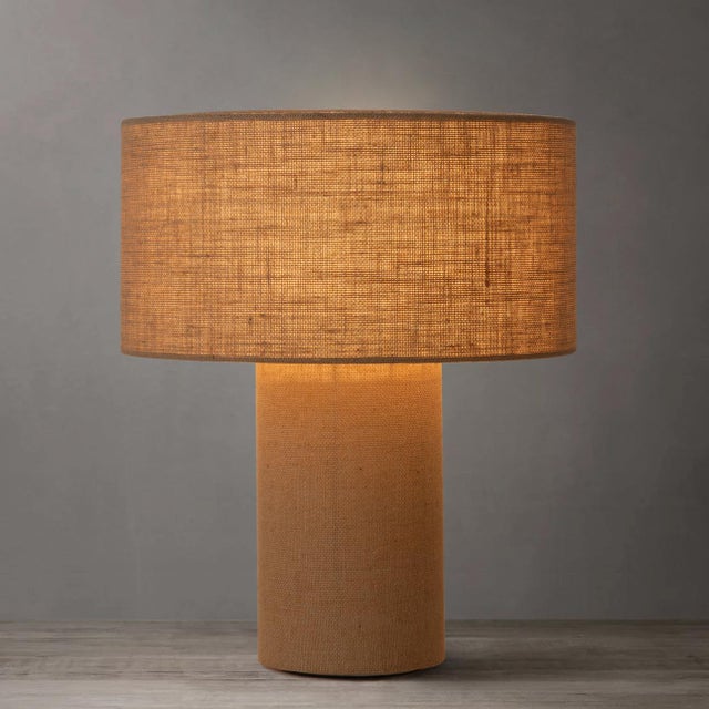 Moonlight Table Lamp - Woven Burlap Shade, Dimmer Switch For Sale - Image 4 of 12